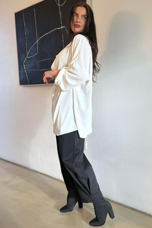 Suki Drape Cowl Blouse White /5=